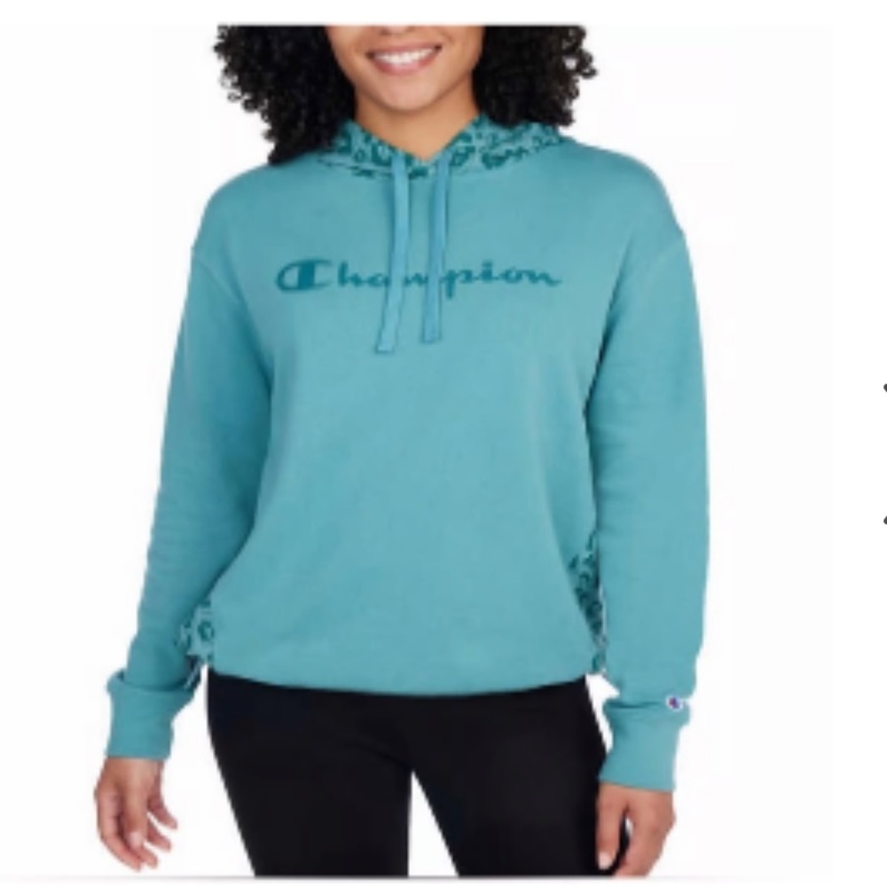 Champion Ladies' Color Block Hoodie Size Large Attached Hood Aqua Tonic toggle - Picture 16 of 16